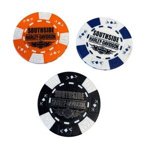 Harley Davidson Poker Chips Dealer Lot of 3 SOUTHSIDE VIRGINIA BEACH VA